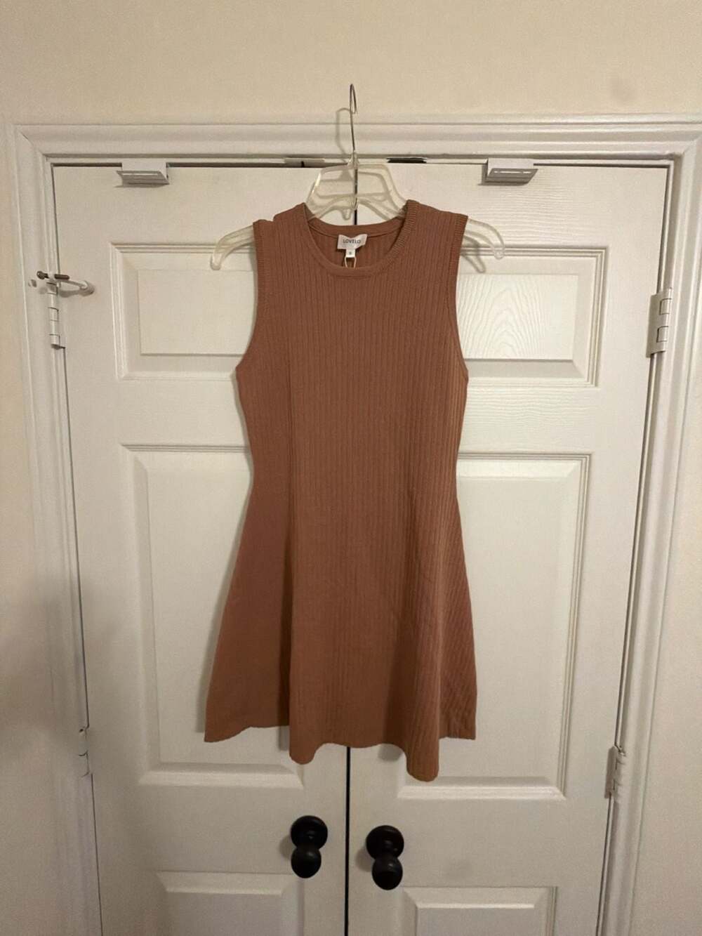 Lovelo Ribbed Mini Dress Size S Brown Sleeveless Tank Crewneck